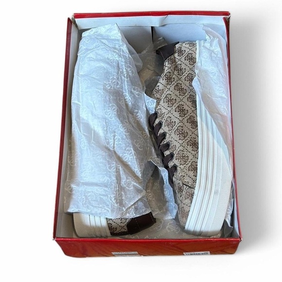NWT GUESS Alexa Brown Fabric Lace Up Sneakers women’s size 10 - Picture 7 of 8
